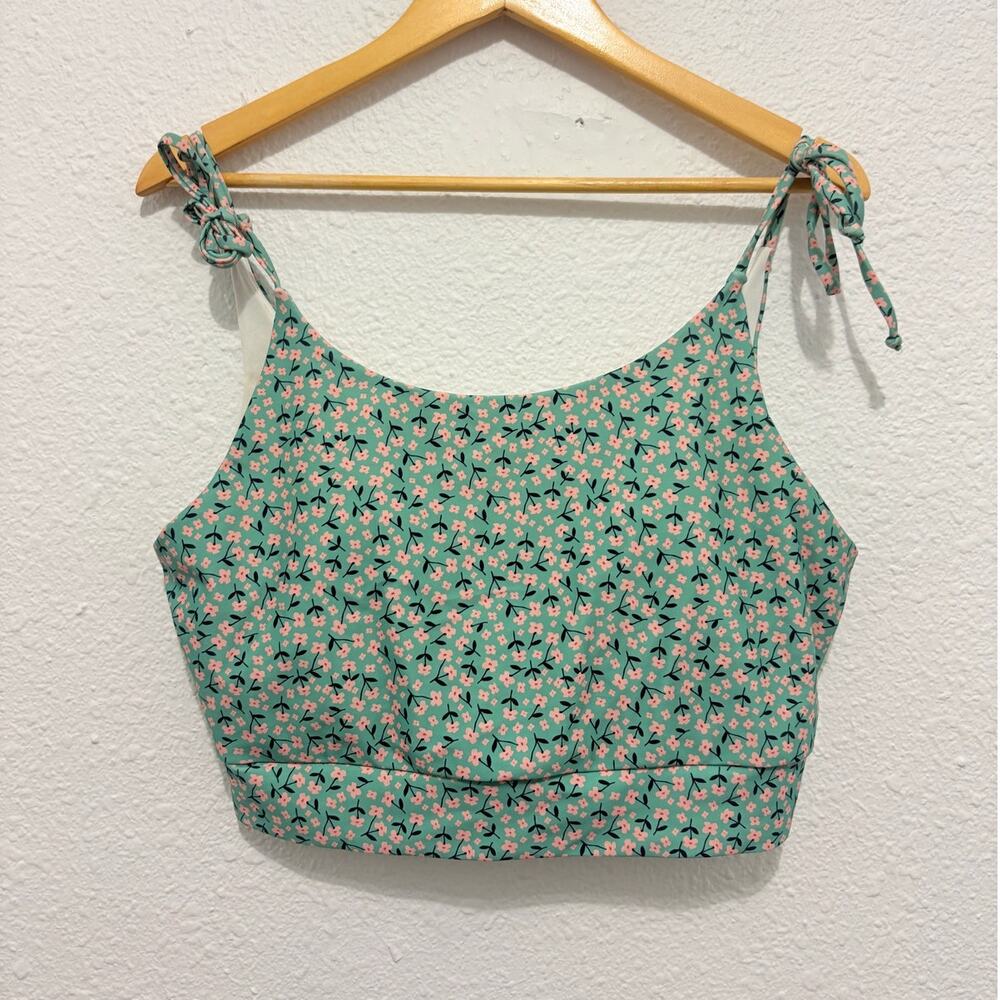 Lime Ricki Floral Tankini Top XL Swim Tie Modest